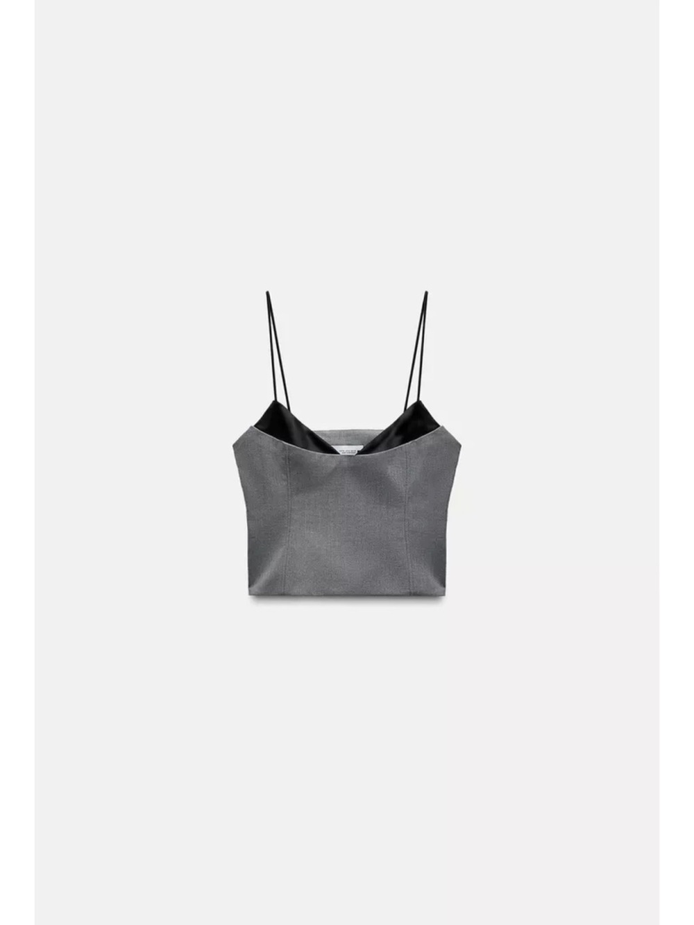 Zara Gray Crop Cami with Black Satin Trim - Picture 1 of 1
